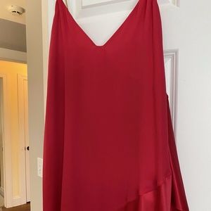 Halston Heritage Red Swing Dress Gold Straps M